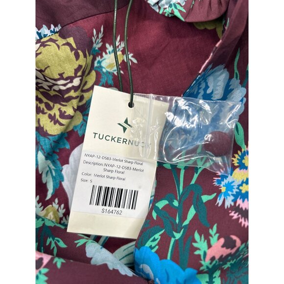 NWT Tuckernuck Alice Dress Merlot Sharp Floral Midi Dress Sz S Ruffles Cottage - Picture 11 of 13
